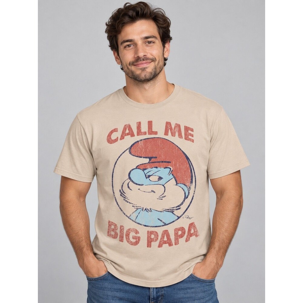 The Smurfs “Call Me Big Papa” Graphic T-Shirt Men’s XL Beige New With Tags